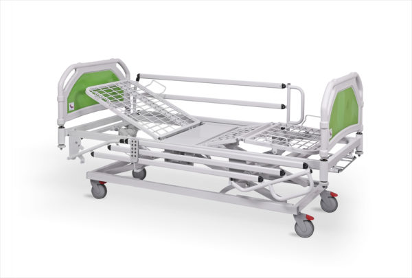 łóżko rehabilitacyjne szpitalne elektryczne A-6-3S/T z barierkami bocznymi