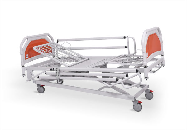 łóżko rehabilitacyjne szpitalne elektryczne A-6-3S/T z barierkami bocznymi