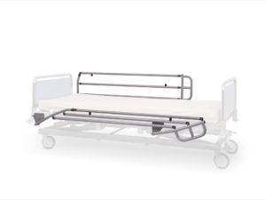 barierki boczne metalowe malowane składane poniżej poziomu leża medycznego łóżka szpitalnego