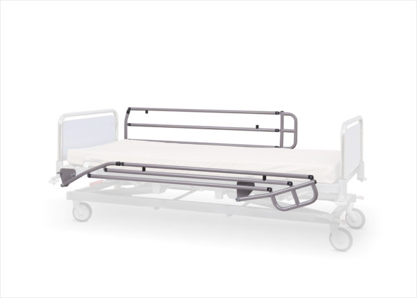 barierki boczne metalowe malowane składane poniżej poziomu leża medycznego łóżka szpitalnego