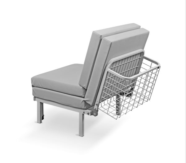 Łóżko-fotel szpitalny dla rodzica Bożenka, metalowy kosz na pościel lub rzeczy rodzica