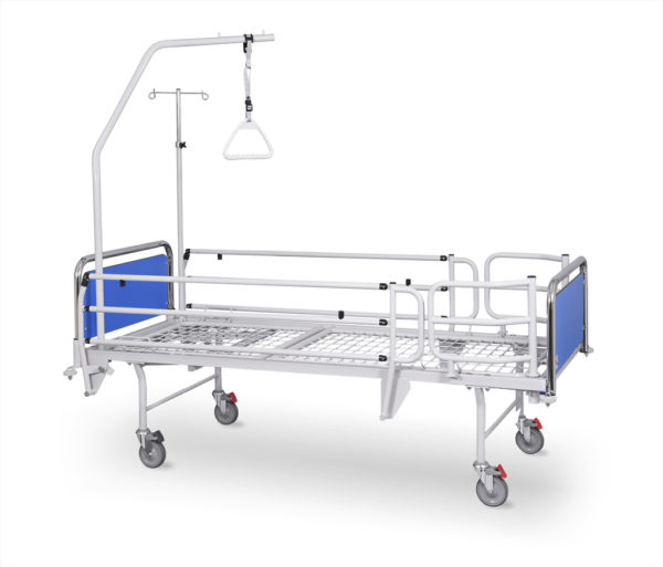 Łóżko rehabilitacyjne szpitalne A-4 z wyposażeniem i dodatkowym protektorem